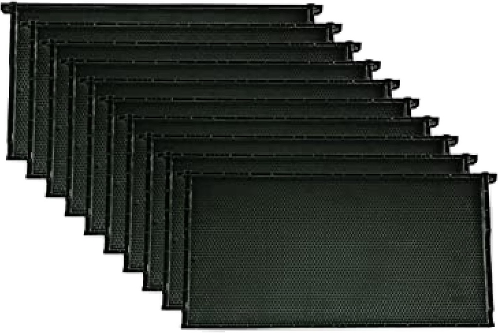 Mann Lake Premium Mesindusraamid, All-in-One Frame & Foundation, Natural Beeswax Coating, Universal Fit, BPA & BPS Free, 9 1/8 tolli, Black, 10-Pack