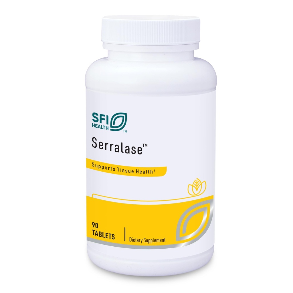 Klaire Labs SFI Health Serralaas - Vegetaarne proteolüütiline ensüüm Segu Serratia Peptidaas & Bromelain seedimiseks, pärineb Papaya & ananassist, hüpoallergeenne (90 soolestikuga kaetud tabletti)