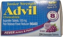 Advil Junior närimistable Ibuprofen tabletid, viinamarjad 100mg, 24 tabletti iga (pakk 4)