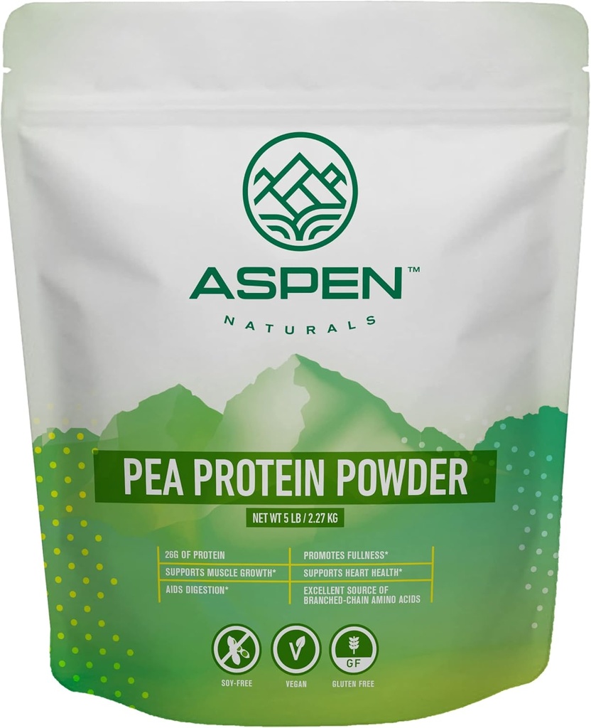 Aspen Naturals hernevalgu pulber 5 Lb – lihaste kasv, seedimine, täiskõhutunne ja südame tervise toetamine | maitsestamata, taimsed, soja- ja gluteenivabad, mitte-GMO, vegan, Keto & Low Carb | 26 g valku