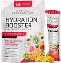 New Age Performance Hydration Packets, Electrolytes Powder, Vedelik Enhancer for Dehüdration Relief, L-Glutamiin Aminohapped lihaste treeningu taastamiseks, Suhkruvaba & 0 Kalorit, 16 Pulgad (Fruit Punch)