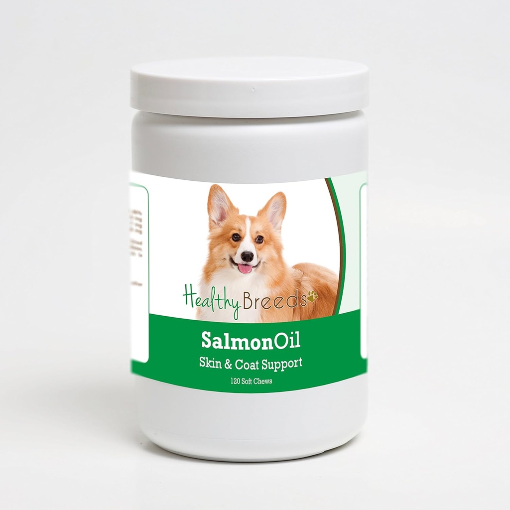 Tervislikud tõud Pembroke Welsh Corgi Salmon Oil Pehmed närid 120 krahv