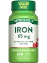 Looduse tõde Raudtabletid 65mg | 240 Count | 325mg Raudsulfaat | Vegan, Non-GMO & Gluteeni tasuta täiendada