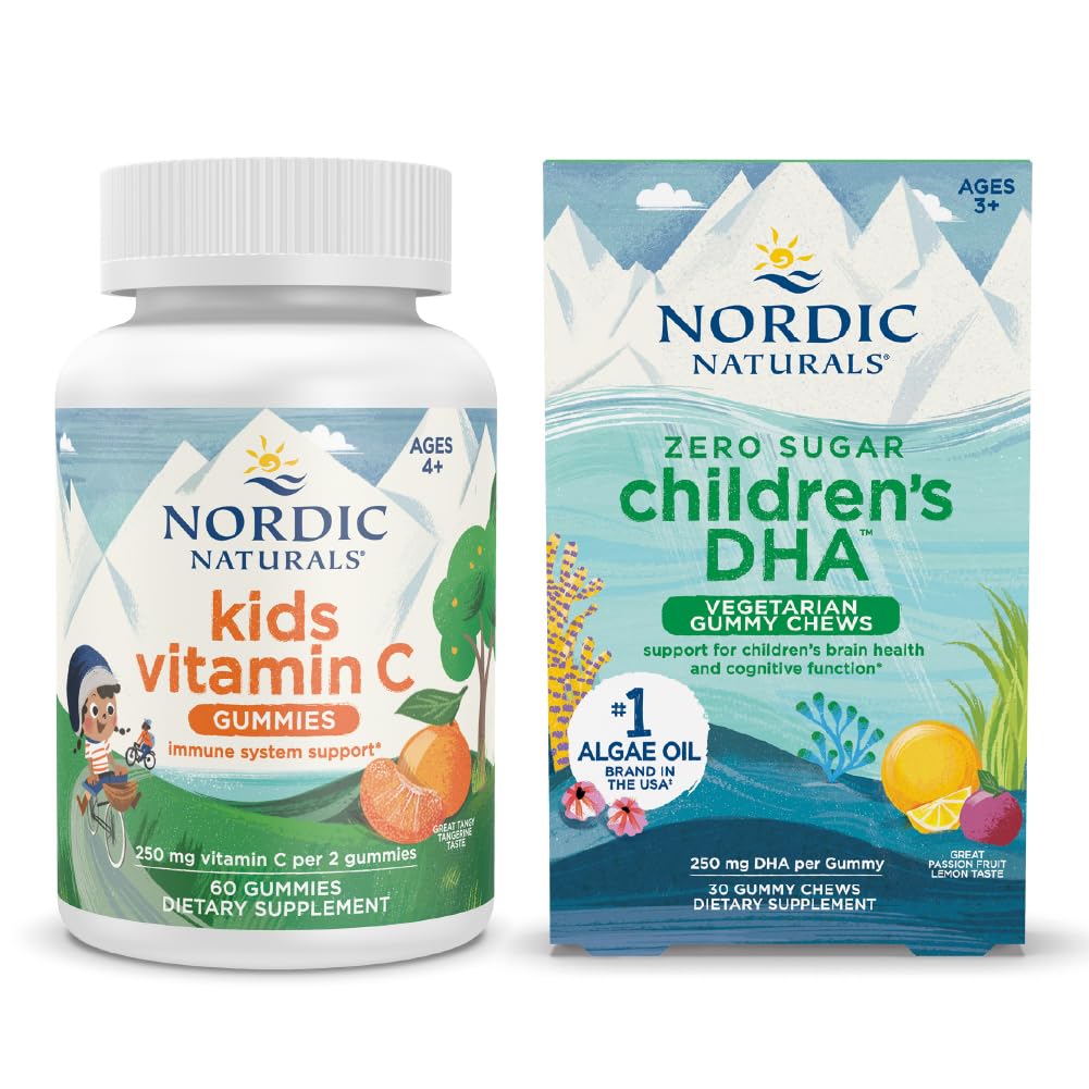 Nordic Naturals Starter Pack - Laste DHA Veg Gummy Chews and Kids C-vitamiini kummikud