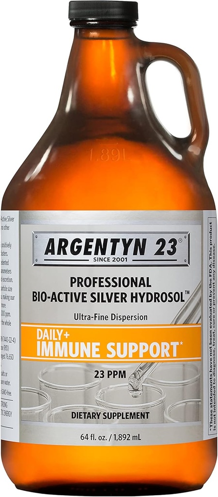 Argentyn 23 professionaalne immuuntugi - kolloidhõbe, bioaktiivne hõbehüdrosool, 23 ppm, vedel keerdumine Top, 64 Fl Oz (1,892 ml)