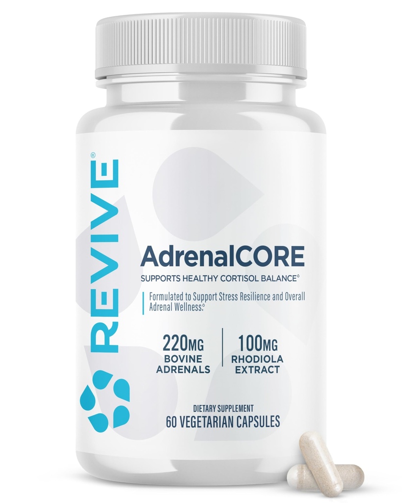 Revive MD Adrenal Support Supplements väsimus - Natural Cortisol Manager & Supplement koos Rhodiola Rosea & Ashwagandha edendab energia taset ja vaimset jõudlust - Mehed ja naised - 30 Servings