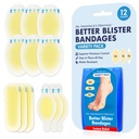 Dr. Frederick's Original Better Blister Bandages - 12ct - Water Resistant - 40% rohkem Cushioning - Hydrocolloid Bandages for Jalg, varvas ja konts - Blister Pads for Prevention & Recovery - sordipakett