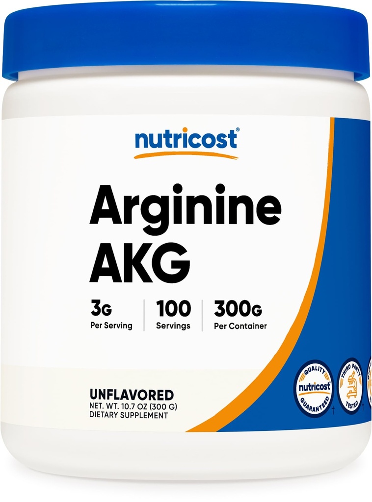 Nutricost Arginine AKG Powder 300 Grams (AAKG) - 3G Per Serving & 100 Servings - Pure Arginine Alpha Ketoglutaraat