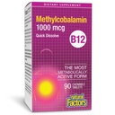 Looduslikud tegurid, vitamiin B12 Metüülkobalamiin 1000 mcg, närimiskõlblik toetus energiale ja immuunsüsteemile, taimetoitlane, gluteenivaba, 90 tabletti (90 portsjonit)