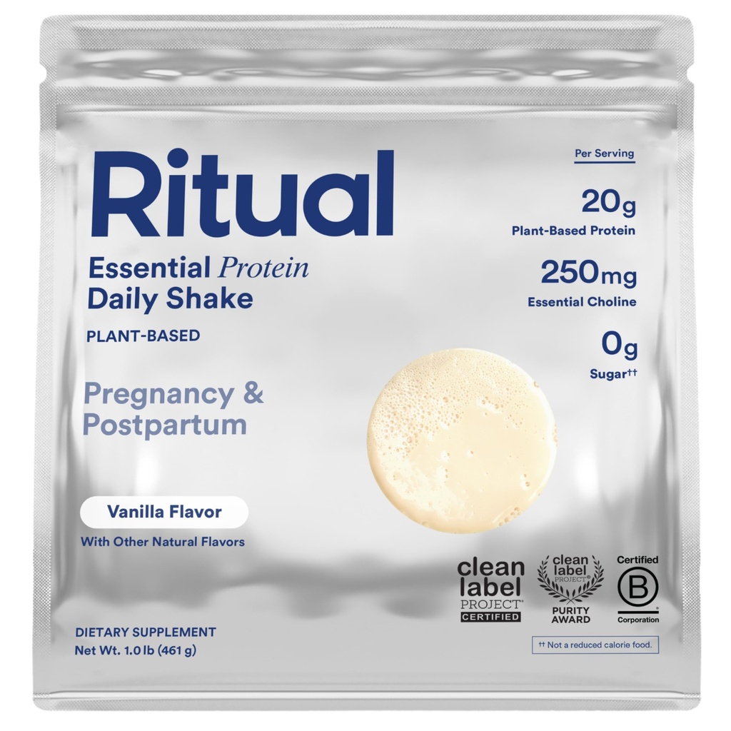 Ritual Prenatal Vegan Taimepõhine Valk Pulber: Koliin, mis toetab rasedust, sünnitusjärgset ja imetamist, 20 g Orgaanilist Herneproteiini Regeneratiivsetest Farmidest USAs, Sugar Free†, Vanilla, 1 Lbs