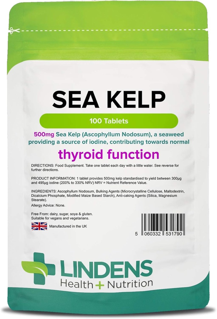 Lindens Kelp Tablets 100 x 500mg Kõrge potentsi 1-a-päev