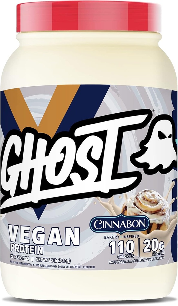 GHOST Veganvalgu pulber, Cinnabon - 2lb, 20g valku - taimepõhine herne ja orgaaniline kõrvitsavalk - - - post treening ja toitumiskompleksid, smuutid ja küpsetamine - soja ja gluteenivaba