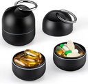 Zannaki väike kaasaskantav ühe pilli kasti Keychain - Metal Daily Travel Pill Korraldaja juhul, veekindel Pill Hoidja pudel, Cute Medicine Vitamin Supplement konteinerid Tasku või rahakott, must
