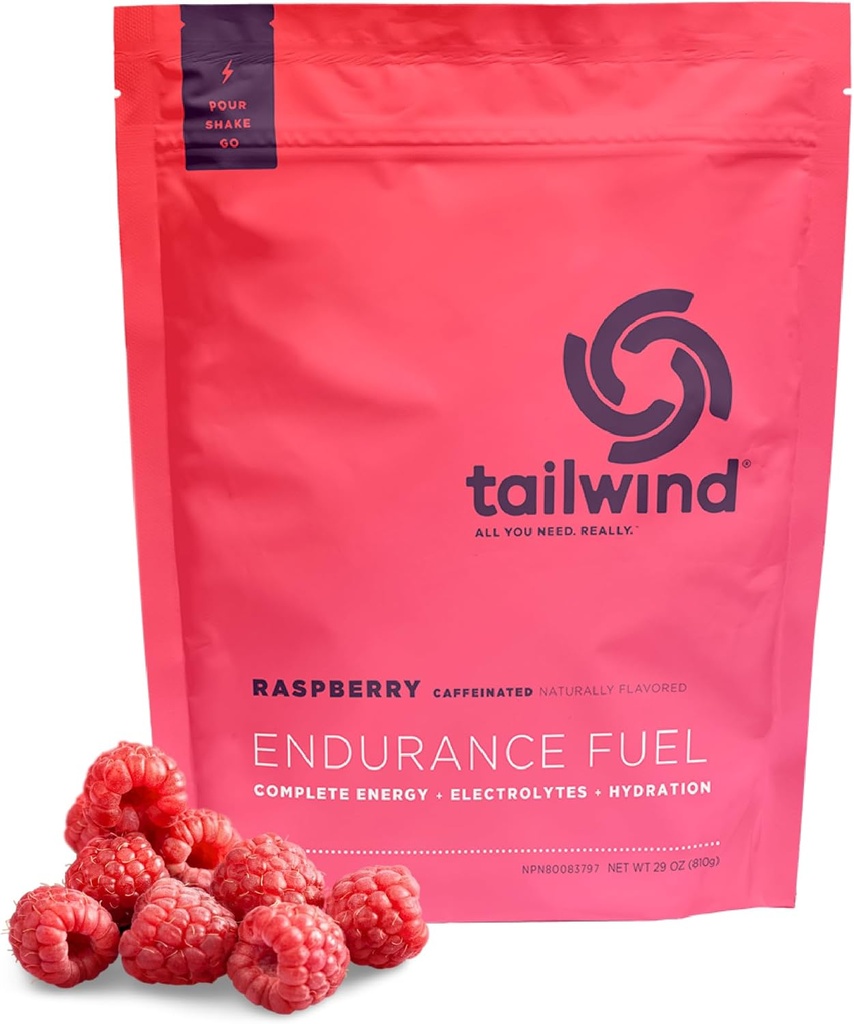 Tailwind Nutrition Endurance Kütus, Süsivesikud Ja Elektrolüüt Sport Jooge Segu Pulber, Gluteenivaba, Vegan, Vaarika Buzz, 30 Servings (kofeiinitud)