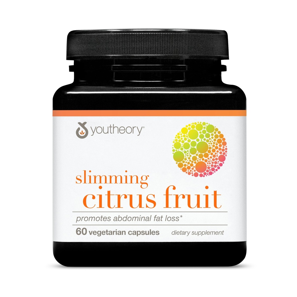 Youtheory Slimming Citrus Fruit - Vegan Health Supplement koos kroomiga - toetab üldist heaolu * - Piima, soja ja gluteeni vaba - 60 taimset kapslit
