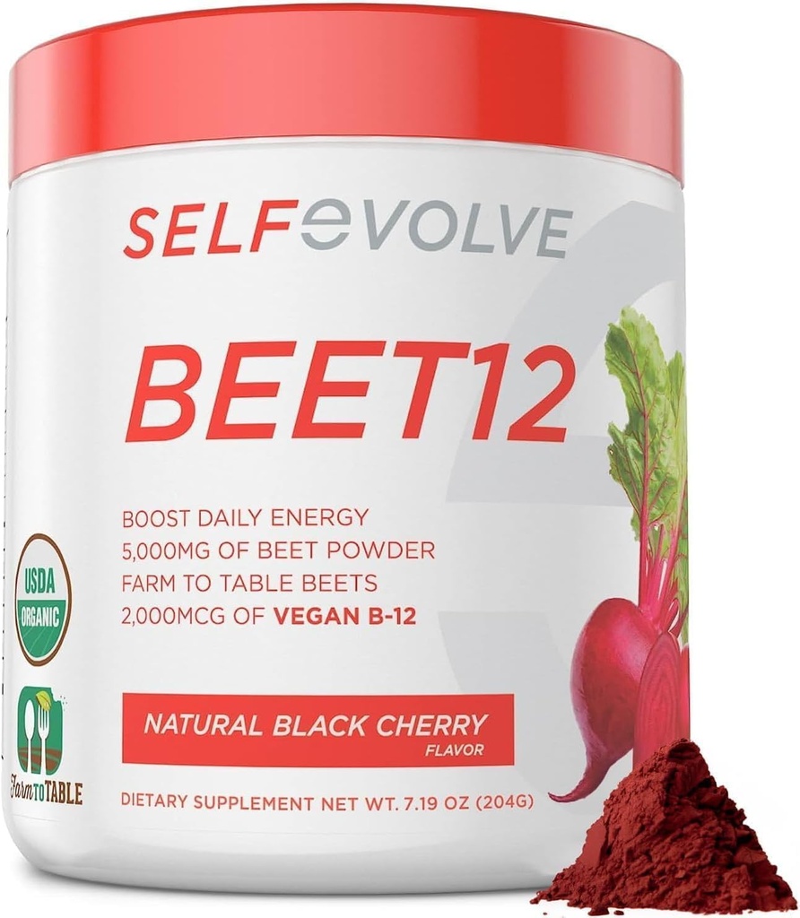 Suhkrupeedi juurepulber Orgaaniline 5000mg vitamiin B12 (metüülkobalamiin) ja jälje mineraalid looduslikus musta kirsi maitses, 0g lisatud suhkur - vegan dieetlisand (30 serveerimist)