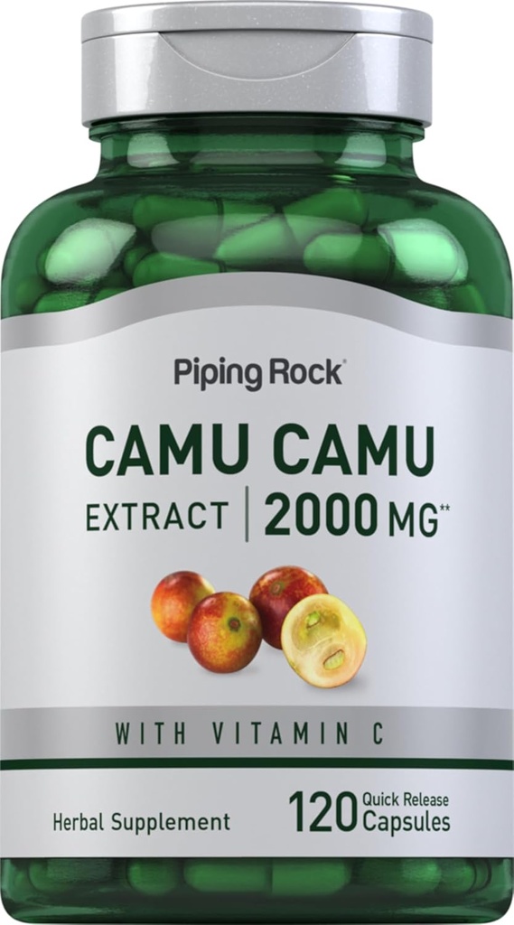 Piping Rock Camu Camu kapslid 2000mg | 120 pillid | Puuviljaekstrakt | C-vitamiiniga | Mitte-GMO, Gluteenivaba toidulisand