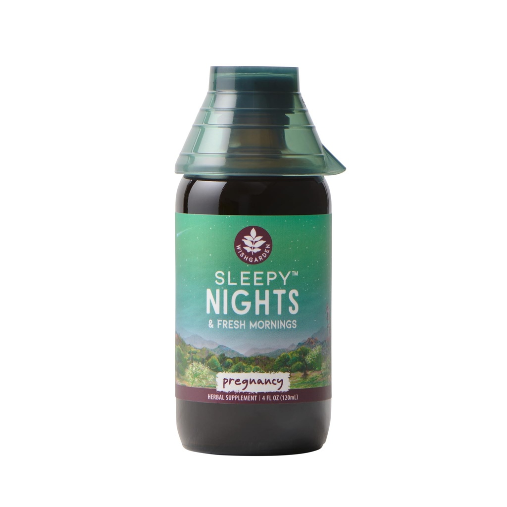 WishGarden maitsetaimed Sleepy Nights raseduse - Taimne Taimne Uneabi ohutu rasedatele emadele, Orgaaniline Une Tinktuur Kummel & Scullcap Toetab Rahulikku Une Ilma Melatoniini, 4oz