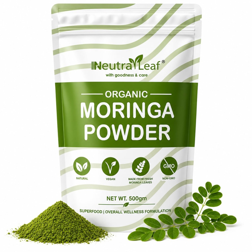 Orgaaniline Moringa Pulber 500 g | Suurendab immuunsust ja ainevahetust | Aitab saada Slim | Multivitamiin | Antioksüdant | Hea juustele ja nahale | Taassuletav kott