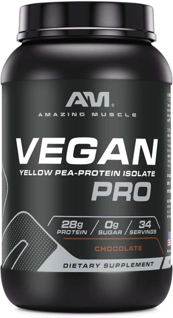 Amazing Lihased Vegan Valgupulber | 28 Grams Protein | 34 Servings | Zero Sugar | Yellow Herne Protein Isolate Supplement | Valmistatud USAs (3 Lb, Chocolate)