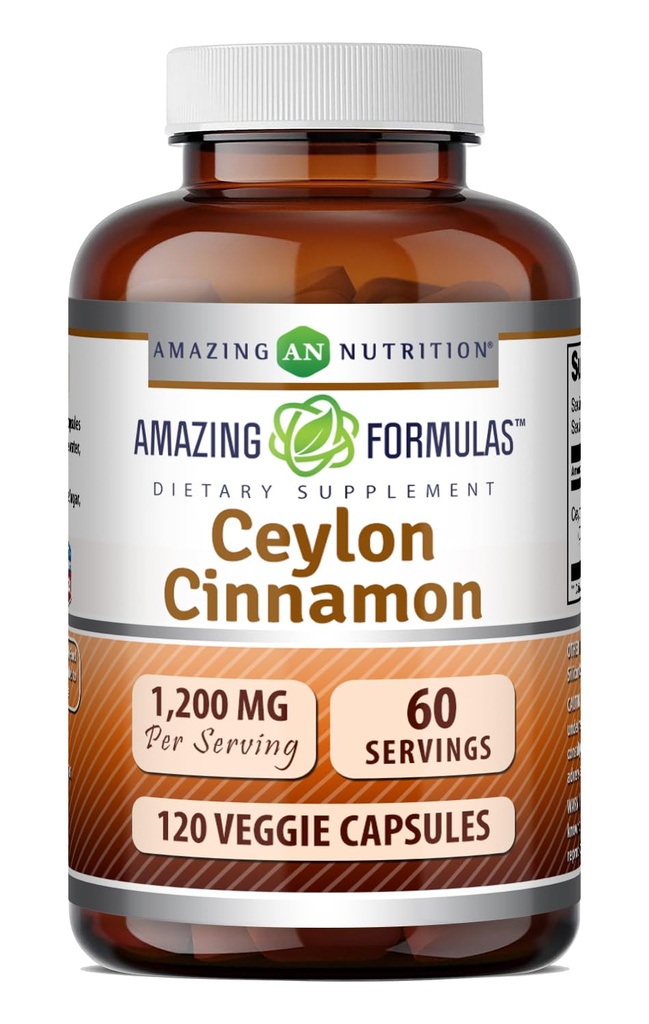 Amazing Formulas Ceylon Cinnamon 1200 Mg | Taimsed kapslid | Mitte-GMO | Gluteenivaba | Valmistatud USAs (1 Pack | 120 Count)