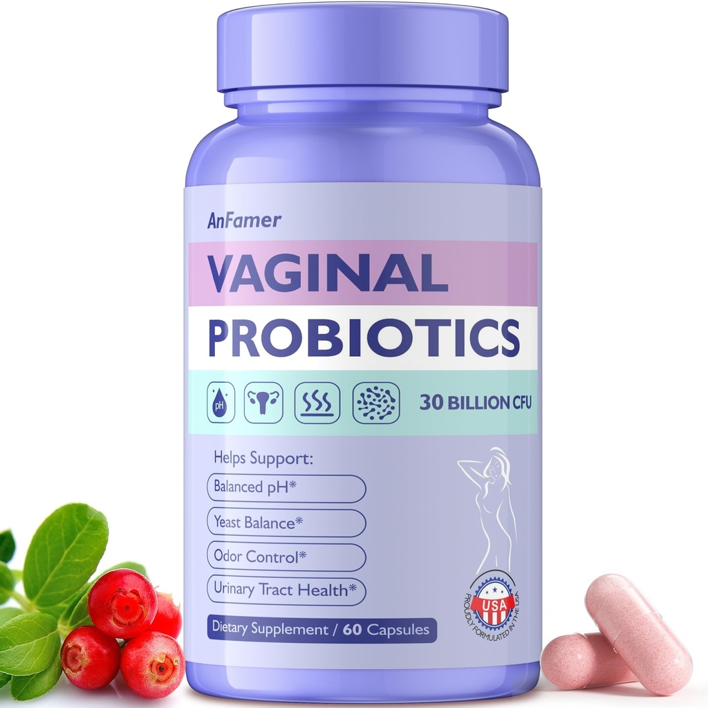 Vaginaalsed probiootikumid naistele, edendavad Ph tasakaalu, tervislikku vaginaalset lõhna ja taimestikku, uriintrakti tervist prebiootikumidega ja Lactobacillus probiootikum Blend 30 miljardit CFU, 60 kapslit