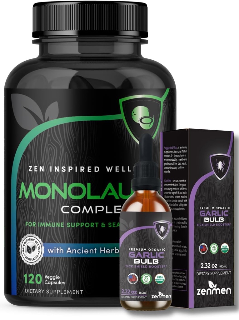 Zenmen Immune Support Bundle: küüslaugu tinktuur ja monolauriini kapslid