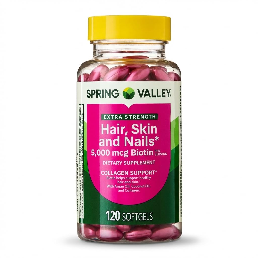 Spring Valley Extra Tugevus juuksed, nahk ja küüned Dieet Toidulisa 120ct 5000 mcg