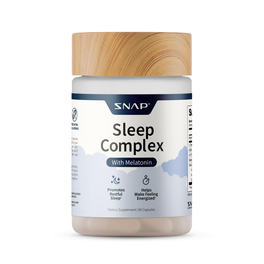 Snap Supplements Natural Sleep Aid Melatonin & Valerian Juur - toetab lõõgastust, rahulikku sügavat und ja öist taastumist - 60 kapslit