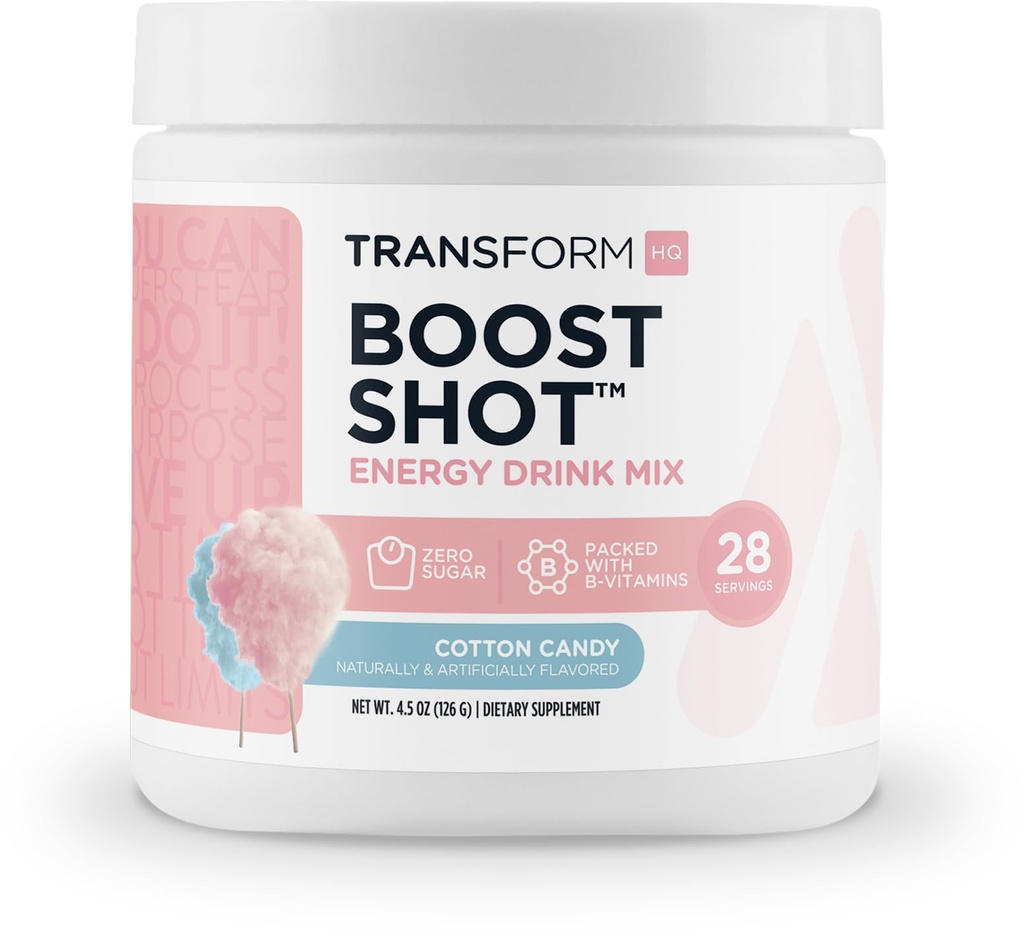 TransformHQ Boost Shot (28 Servings, Cotton Candy) | Energia ilma krahhita - Gluteenivaba, mitte-GMO