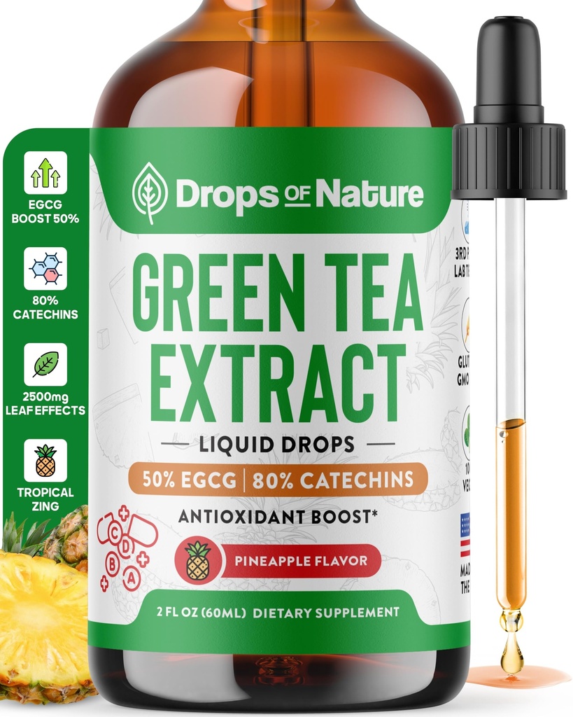 Roheline tee 10: 1 Ekstrakt 50% EGCG - roheline tee Vedelik tilgad - Vegan, 4X Võimsam kui pillid ja kapslid - 2oz Antioksüdandid ja immuunsüsteemi täiendus - Nahk, südame tugi, aju tervis ja mälu Boost