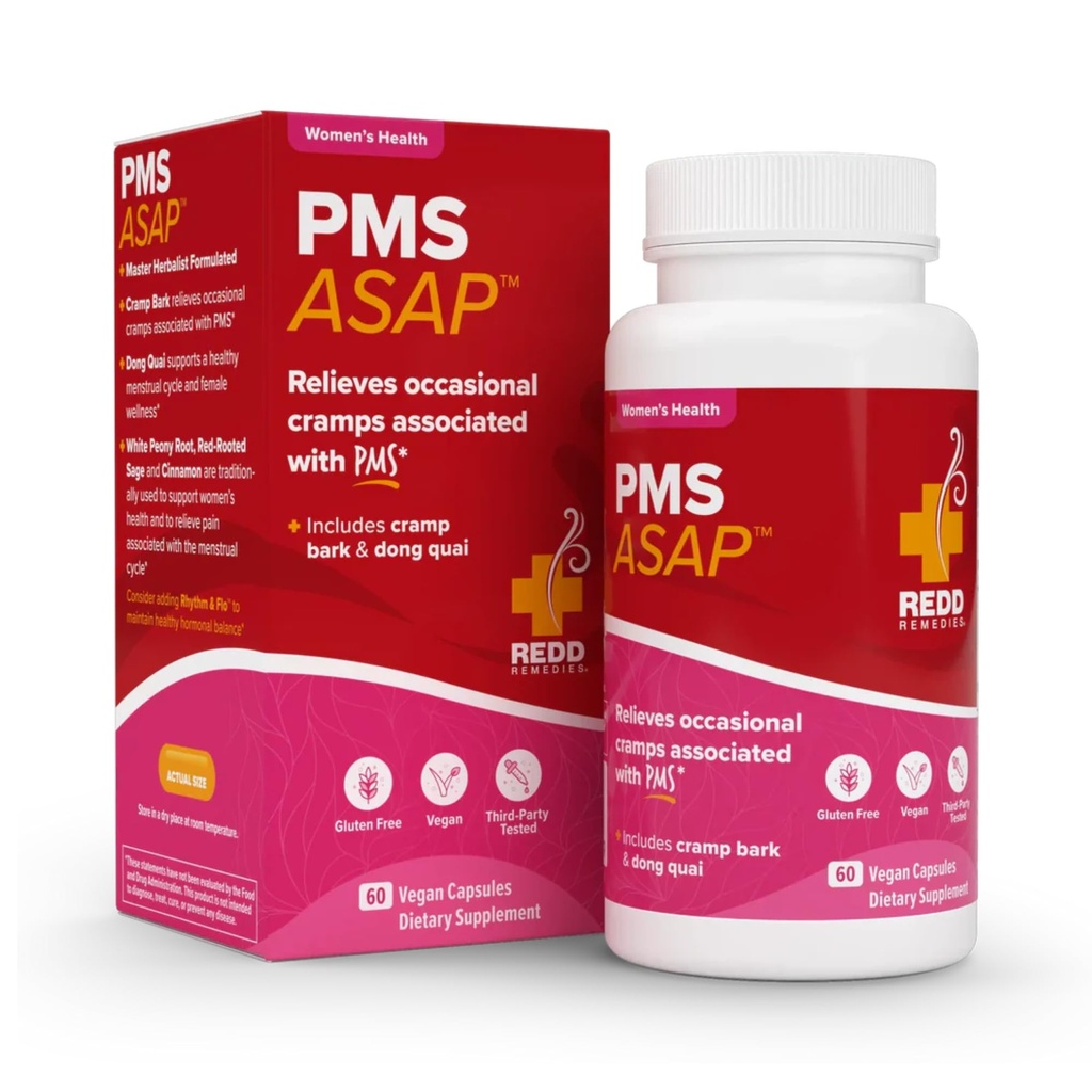 Redd Remedies, PMS ASAP, Sisaldab Cramp Bark & Dong Quai, 60 Vegan Kapslit