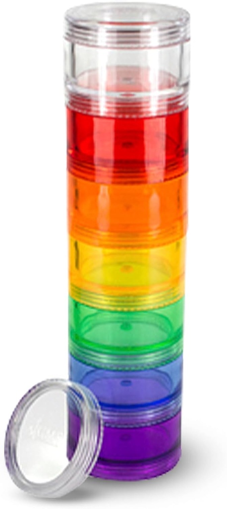 7-päevane meditsiin Pill Korraldaja - virnastatav pillide kast - sobib väikeste tablettide ja vitamiinilisanditega, hoidke oma igapäevast ravimit organiseeritud ühes kohas - keskmine - vikerkaar