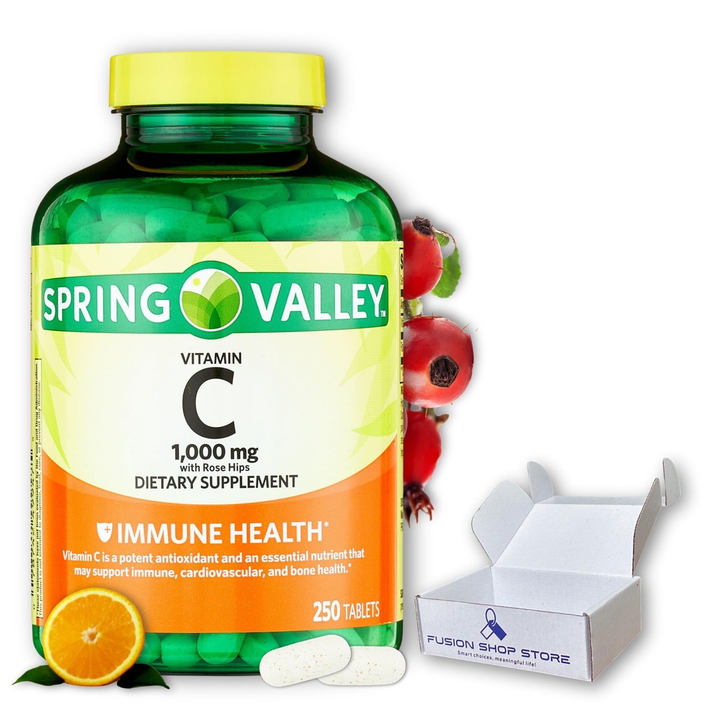 FUSION SHOP HOIDJA Targad valikud, mõtestatud elu! Vitamiin C 1000mg- koos Rose HIPS tabletid, 250 loend (pakk 1)