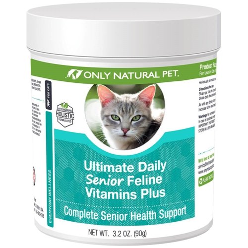 AINULT LOODUSLIK PET Ultimate Daily Senior Senior Feline Multivitamiin w/Tauriin & L-Lysine – toidulisandi pulber täiskasvanutele ja vanematele kassidele – Immuunsüsteemi ja liigeste tugi – Täielik vitamiinivalem, 3.2oz