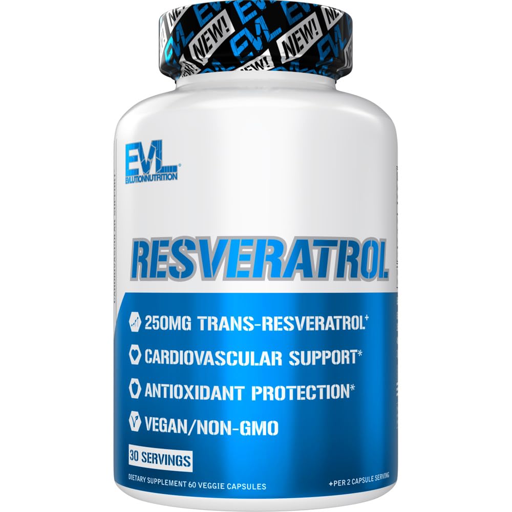 Evlution Anti-Aging Trans Resveratrol Supplement Nutrition Super Antioxidant Supplement koos 250mg Trans-Resveratrol alates Resveratrol 500mg Jaapani Knotweed ekstrakti Immuunsüsteemi ja südame tervise