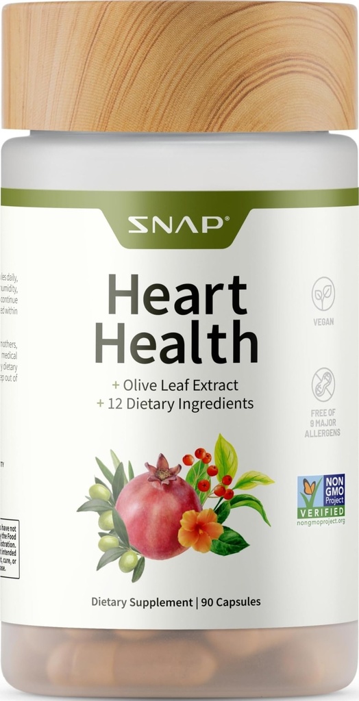 Snap täiendab südame tervise toetamise täiendust - botaaniline tugi südame tervisele, tervislikule vereringele ja lämmastikoksiidi tasemele, 90 kapslit (30 portsjonit, 1 kuu pakkumine)