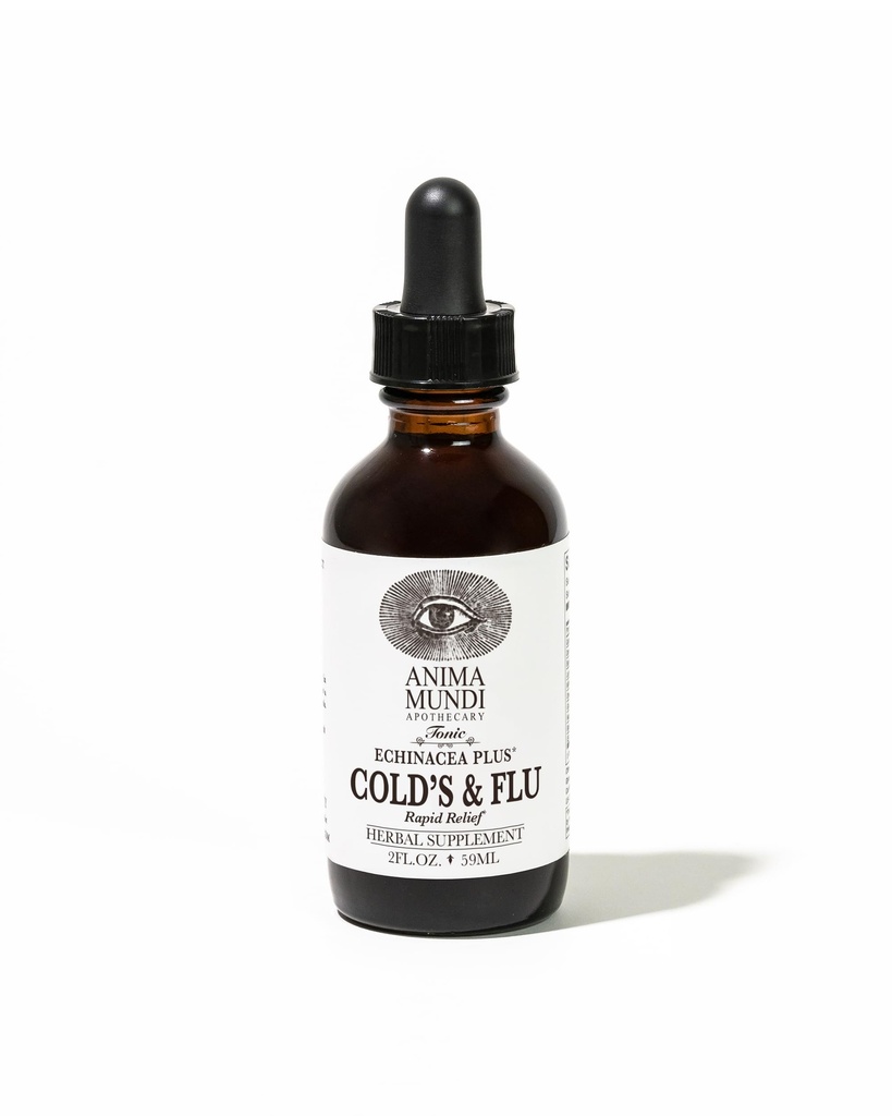 Anima Mundi apteek Külma ja gripi toonik - Immuunsüsteemi tugitilgad Echinacea, küüslaugu, kurkumjuure ja värske ingveriga - Immuunsüsteemi tugivedeliku täiendus (2oz / 60 ml)