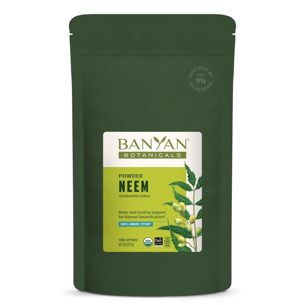Banyan Botanicals Neem Powder - Orgaaniline Azadirachta Indica - Ayurveda ürdi puhastamine tervislikuks nahaks ja vereks * - 1/2 naela. - Fair for Life Jätkusuutlikult hangitud mitte-GMO vegan