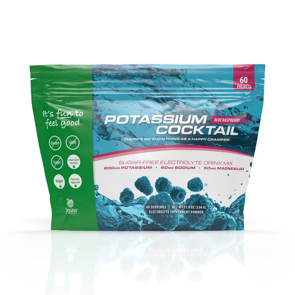 Jigsaw Health Kaalium Kokteil | Varem Pickleball Kokteil | Blue Vaarika Maitse | 60 Servings (Paketid)