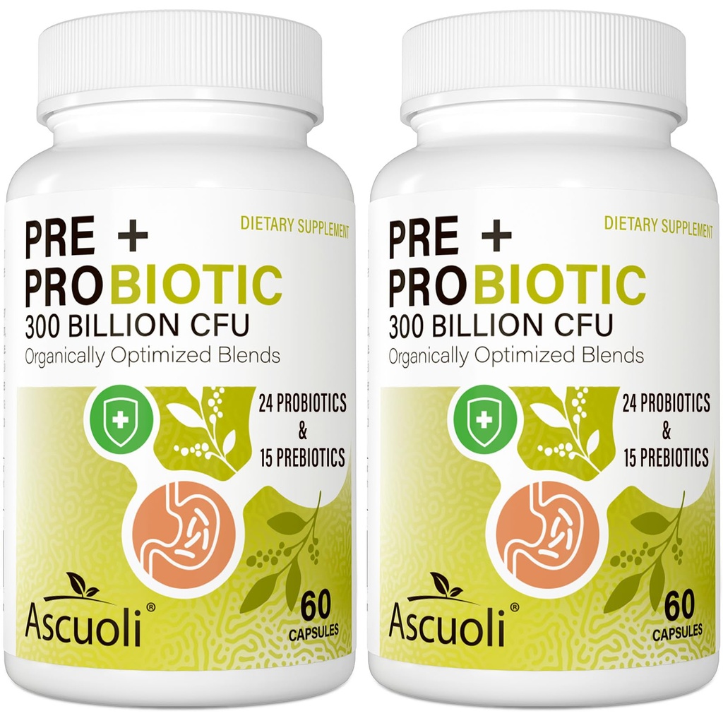 Probiootikumid naistele ja meestele - 300 miljardit CFU, 24 tüve + 15 orgaanilist maitsetaimed Prebiootikumid Blend, igapäevane probiootikum seedetrakti tervisele, immuunsus, soolestik, Bloating - 120 taimekapsel (120 päeva pakkumine)