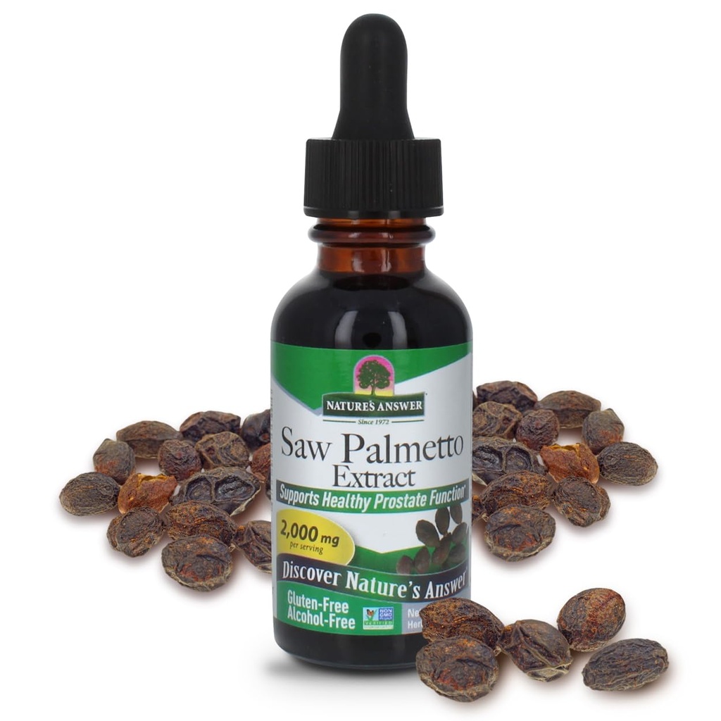 Looduse vastus Alkoholivaba Saw Palmetto Berry ekstrakt, 1-vedelik Ounce | Eesnäärme tugi | Looduslik kuseteede tervis | Soodustab juuste kasvu