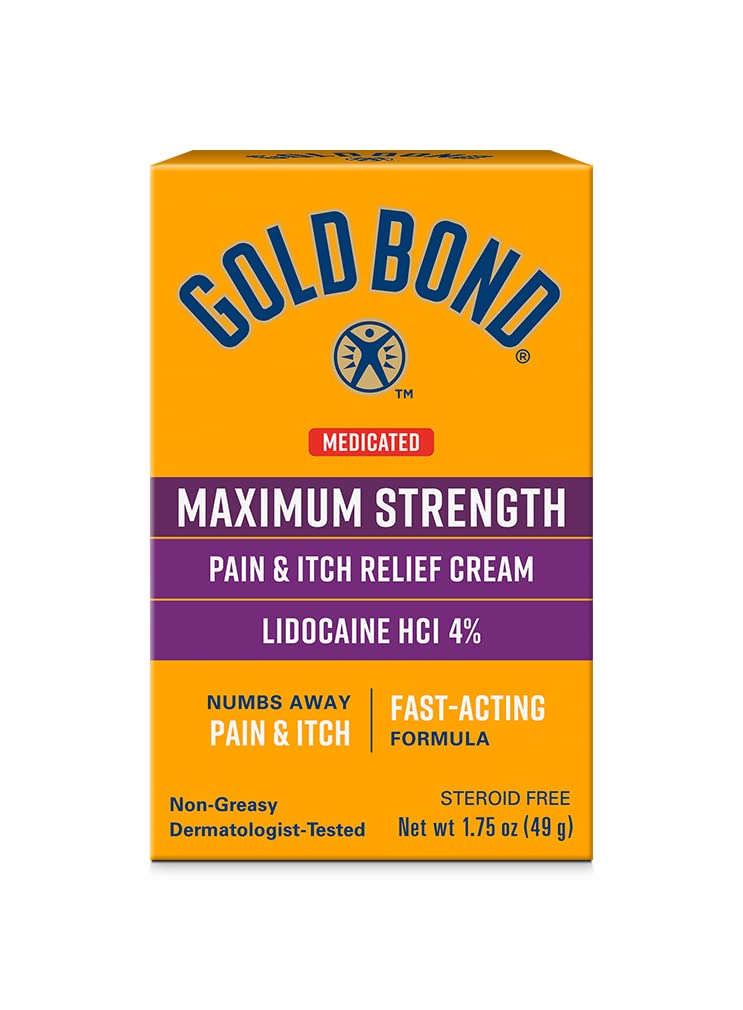 Gold Bond Mediced Maximum Strength Pain & Itch Relief Cream, 1,75 oz., Lidocaine