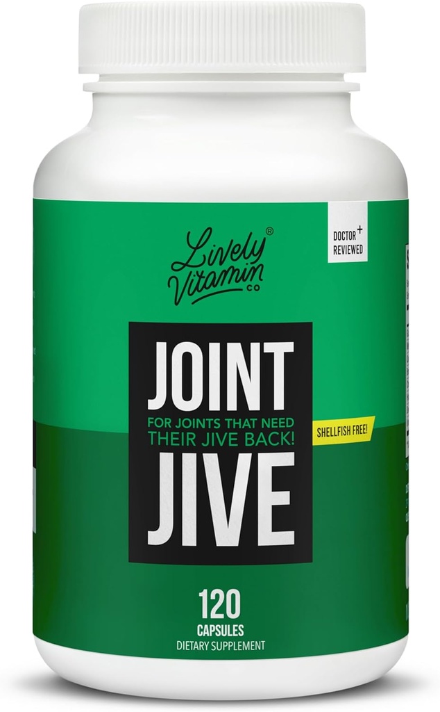 LIVELY VITAMIN CO. Joint Jive - määrdeliigesed (põlv, pahkluu, kael, õlg, selg) - kollageen - glükoosamiin - MSM - Quercetin - Chondroitin - Devils Claw - Shellfish-Free Formula - 120 Count