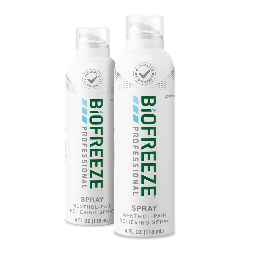 Biofreeze Professional Streng Pain Relief Aerosool Spray, artriit Valu Reliever, Põlve & Alam Seljavalu Relief, valu lihaste Relief, FSA Eligible, 2 Pack (4 FL OZ Biofreeze Mentool Spray)