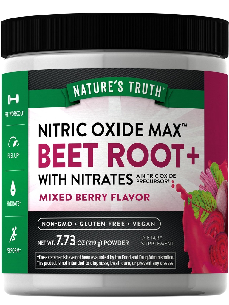 Nature's Truth Beet Root Powder | 7,73 oz | lämmastikoksiidi lisand meestele ja naistele | Vegan, mitte-GMO ja gluteenivaba Pre-Workout | Segatud marjamaitse