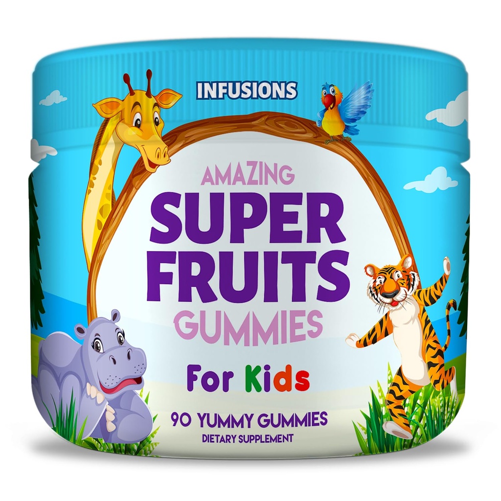 Infusioonid Super Fruit Gummies lastele 90 Count Antioksüdant Blend Pehme ja maitsev Vegan Sõbralik Gluteenivaba Mitte-GMO