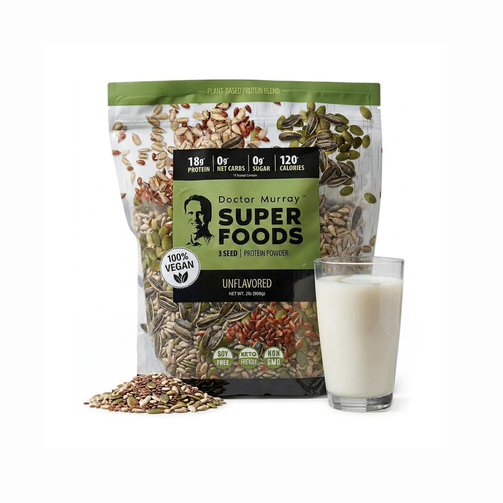 Dr Murray's Super Foods, 3 Seemnevalgupulber, Kõrvits + Lina + Päevalill, Maitsestamata, 2 naela (908 g)