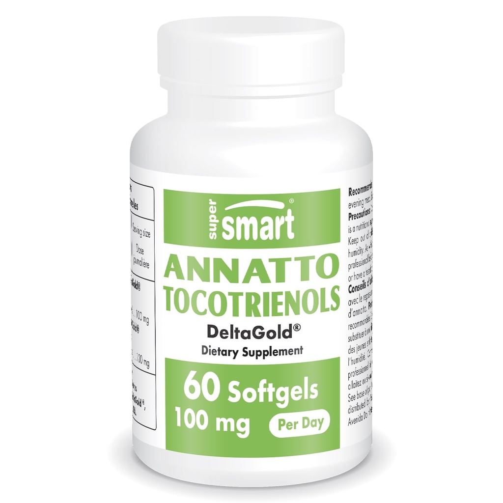 Supersmart - Annatto Tocotrienols 100mg per Day (DeltaGold Vitamin E) - Tocotrienols Supplement | Non-GMO & Gluten Free - 60 Softgels