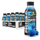 Proteiin2o 15g vadakuvalk Isolaathüdraat Jook Plus Energia ja fookus, 350mg elektrolüüte, 125mg kofeiini, suhkruvaba, sinine vaarika, 16,9 oz pudel (Pack of 12)